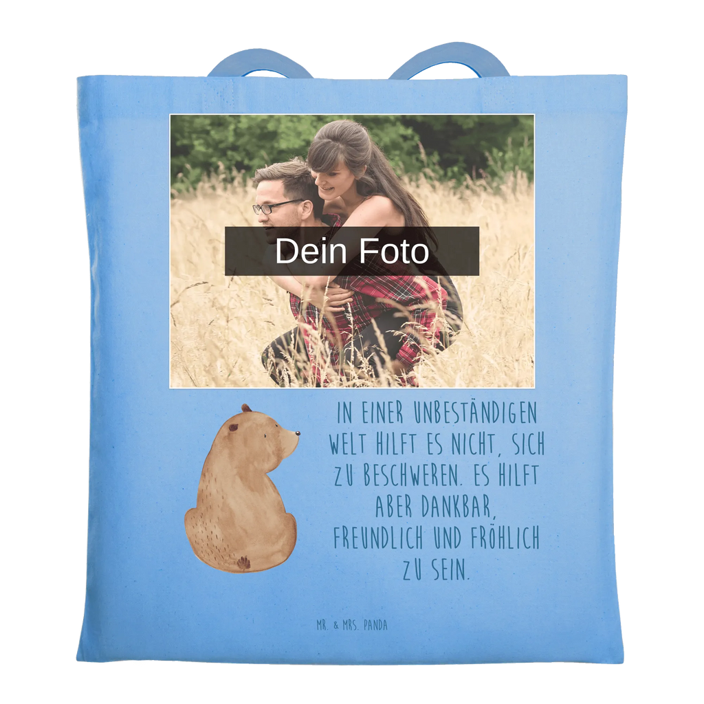 Personalisierte Foto Tragetasche Bär Schulterblick Personalisierte Foto Tragetasche, Bär, Teddy, Teddybär, Selbstachtung, Weltansicht, Motivation, Bären, Bärenliebe, Weisheit