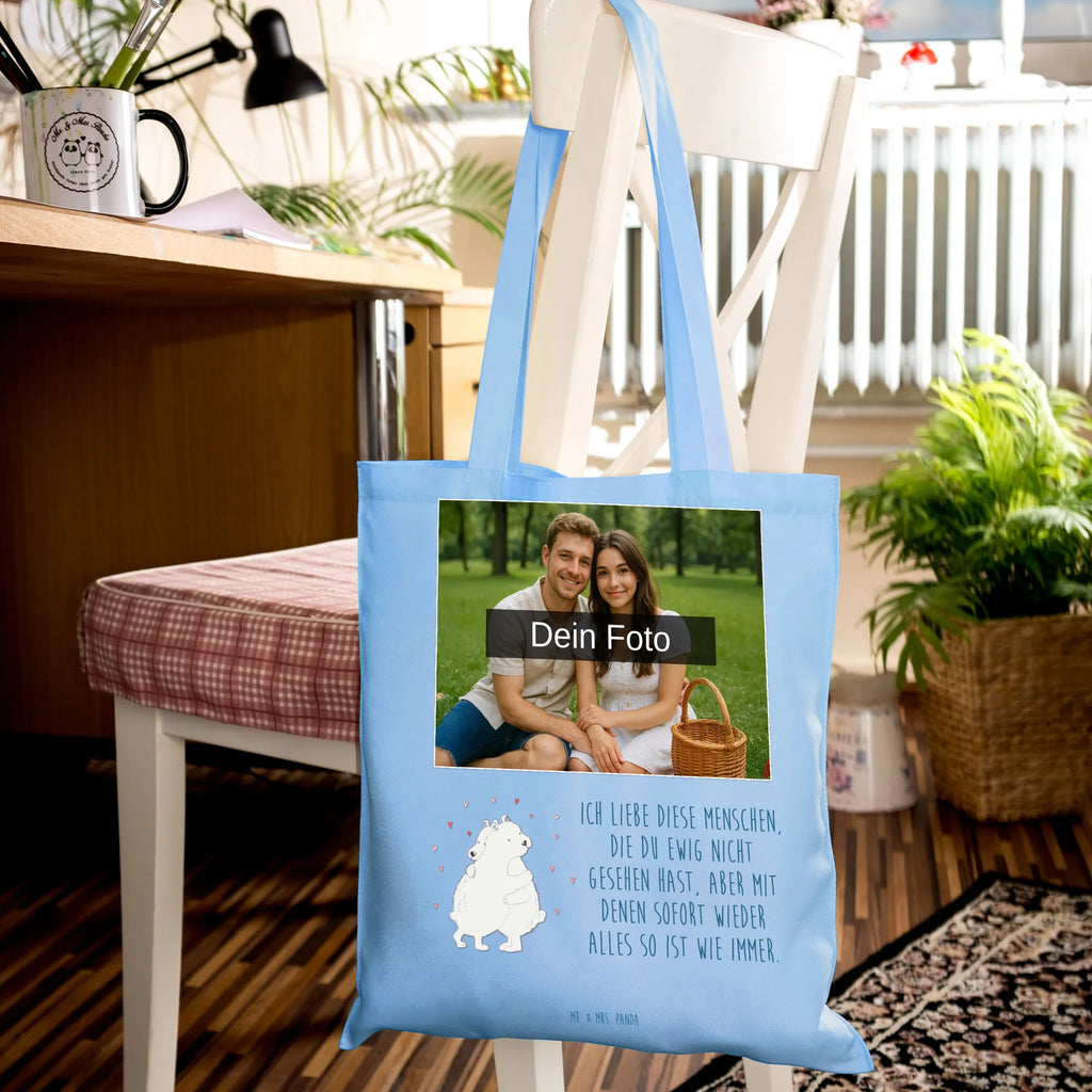 Personalisierte Foto Tragetasche Eisbär Umarmen Personalisierte Foto Tragetasche, Tiermotive, Gute Laune, lustige Sprüche, Tiere