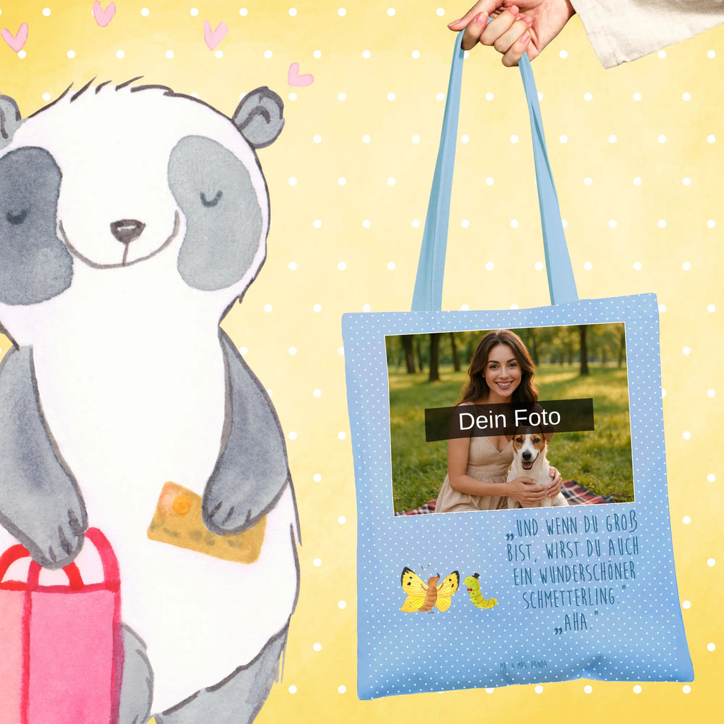 Personalisierte Foto Tragetasche Raupe Schmetterling Personalisierte Foto Tragetasche, Tiermotive, Gute Laune, lustige Sprüche, Tiere, Raupe, Schmetterling, Zitronenfalter, Entwicklung, Erwachsen werden, Kokon, Hut, Hütchen, Schönheit, Aufwachsen