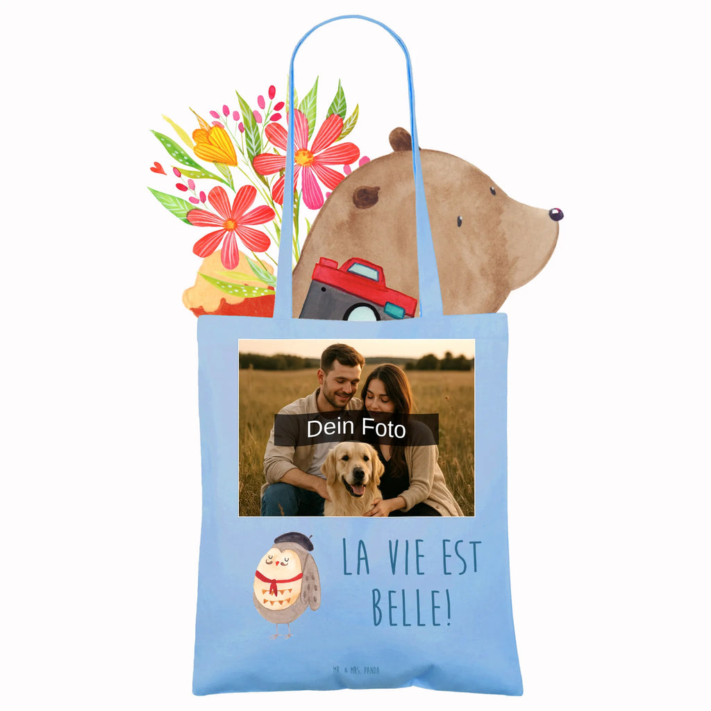 Personalisierte Foto Tragetasche Eule Frankreich Personalisierte Foto Tragetasche, Eule, Eulen, Eule Deko, Owl, hibou, La vie est belle, das Leben ist schön, Spruch schön, Spruch Französisch, Frankreich