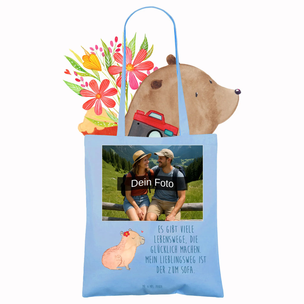 Personalisierte Foto Tragetasche Capybara Blume Personalisierte Foto Tragetasche, Tiermotive, Gute Laune, lustige Sprüche, Tiere, Capybara