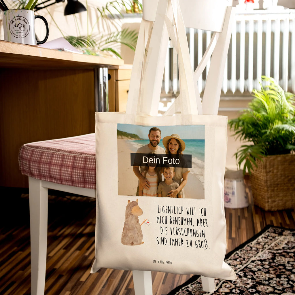 Personalisierte Foto Tragetasche Alpaka Fahne Personalisierte Foto Tragetasche, Alpaka, Lama, Alpakas, Liebe, Lamas