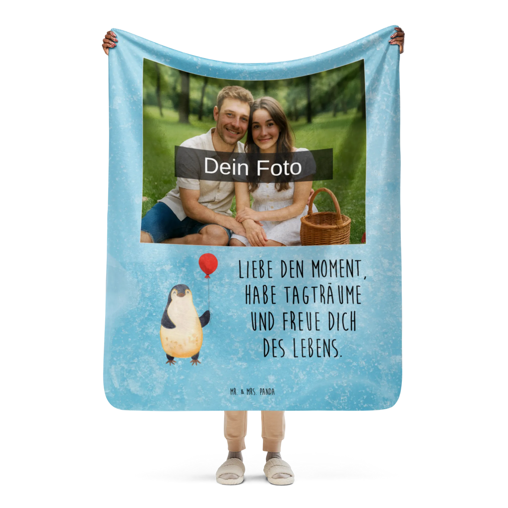 Sherpa Photo Cuddle Blanket Penguin balloon Foto Kuscheldecke, Pinguin, beste Freundin, Geschenkidee, neues Leben, Glück, Tagträume, Neustart, Motivation, Geschenk Freundin, Liebe, Luftballon, Pinguine, Lebenslust