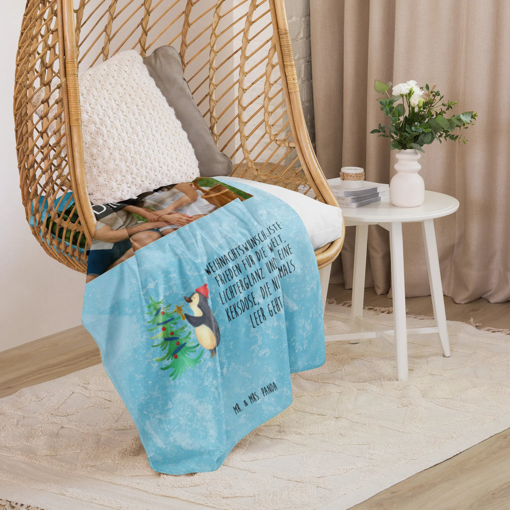 Sherpa Photo Cuddle Blanket penguin Christmas tree Winter, Christmas, Christmas time, snow, Penguin