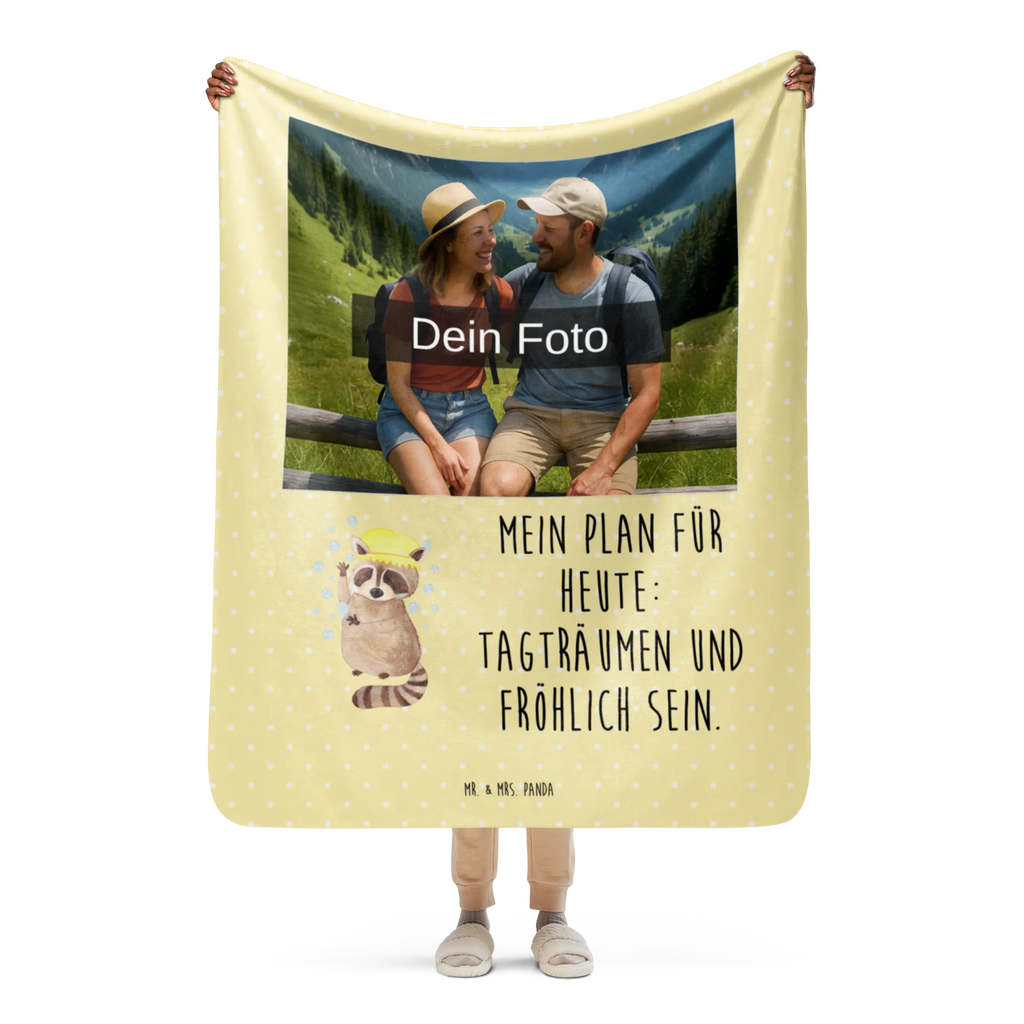 Sherpa Photo Cuddle Blanket Raccoon small animals, cute, funny, cute animal motives, hand drawn, small world, funny sayings, good mood, happy, gifts, gift ideas, special gifts, animal lover, card, wash, plan, raccoon, daydreaming, soap bubbles