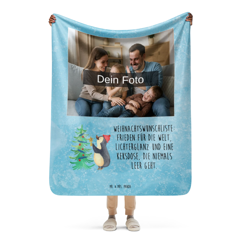 Sherpa Photo Cuddle Blanket penguin Christmas tree Winter, Christmas, Christmas time, snow, Penguin
