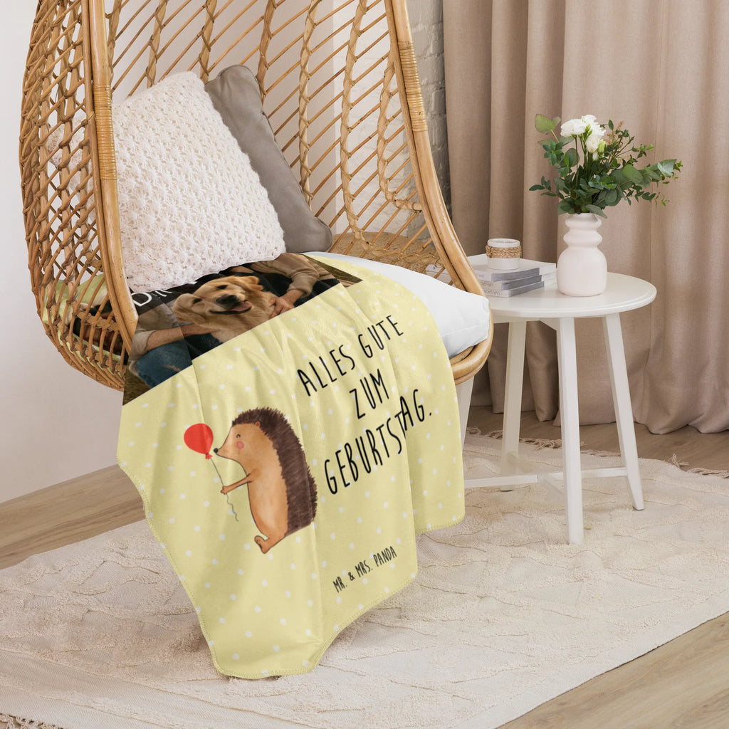 Sherpa Photo Cuddle Blanket Hedgehog balloon Foto Kuscheldecke, Tiermotive, Gute Laune, lustige Sprüche, Tiere, Happy Birthday, Geburtstagskind, Herzlichen Glückwunsch, Geburtstag, Glückwunsch, Igel, Ballon