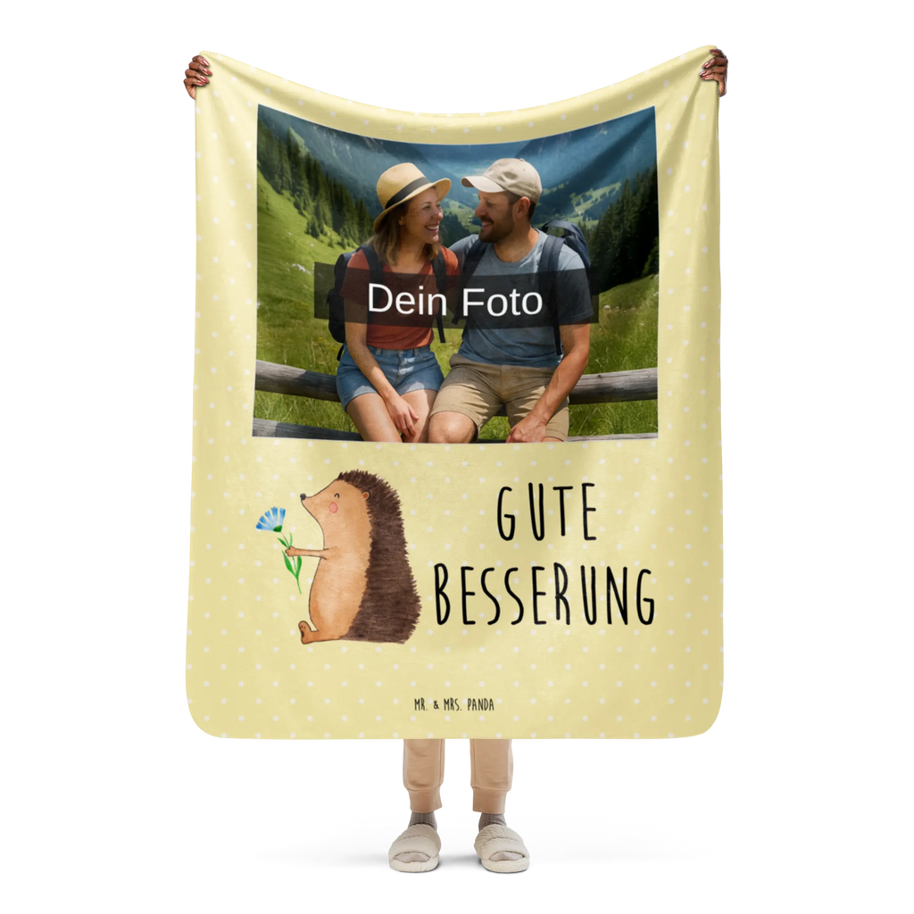 Sherpa Photo Cuddle Blanket Hedgehog Flower Foto Kuscheldecke, Tiermotive, Gute Laune, lustige Sprüche, Tiere, Gute Besserung, Genesungswünsche, krank, Besuch, Igel, Krankenhaus, Krankheit