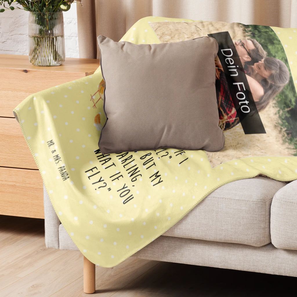 Sherpa Photo Cuddle Blanket robin feathers small animals, cute, funny, cute animal motives, hand drawn, small world, funny sayings, good mood, happy, gifts, gift ideas, special gifts, animal lover, card, What if i fall, motivation pictures, slogan motivation, motivation slogans, flying, bird, slogan courage, robin