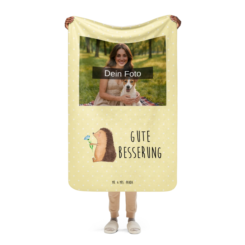 Sherpa Photo Cuddle Blanket Hedgehog Flower Foto Kuscheldecke, Tiermotive, Gute Laune, lustige Sprüche, Tiere, Gute Besserung, Genesungswünsche, krank, Besuch, Igel, Krankenhaus, Krankheit