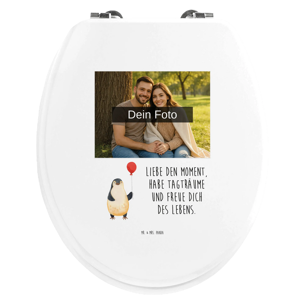 Personalisierter Foto WC Sitz Motiv Pinguin Luftballon Personalisierter Toilettendeckel mit Foto, Toilettendeckel mit Namen, Personalisierter WC-Sitz, Personalisierter Klodeckel, WC Sitz mit Namen, Personalisierte Klobrille, Pinguin, beste Freundin, Geschenkidee, Glück, Neustart, Motivation, Geschenk Freundin, Liebe, Lebenslust, Tagträume, Luftballon, neues Leben, Pinguine