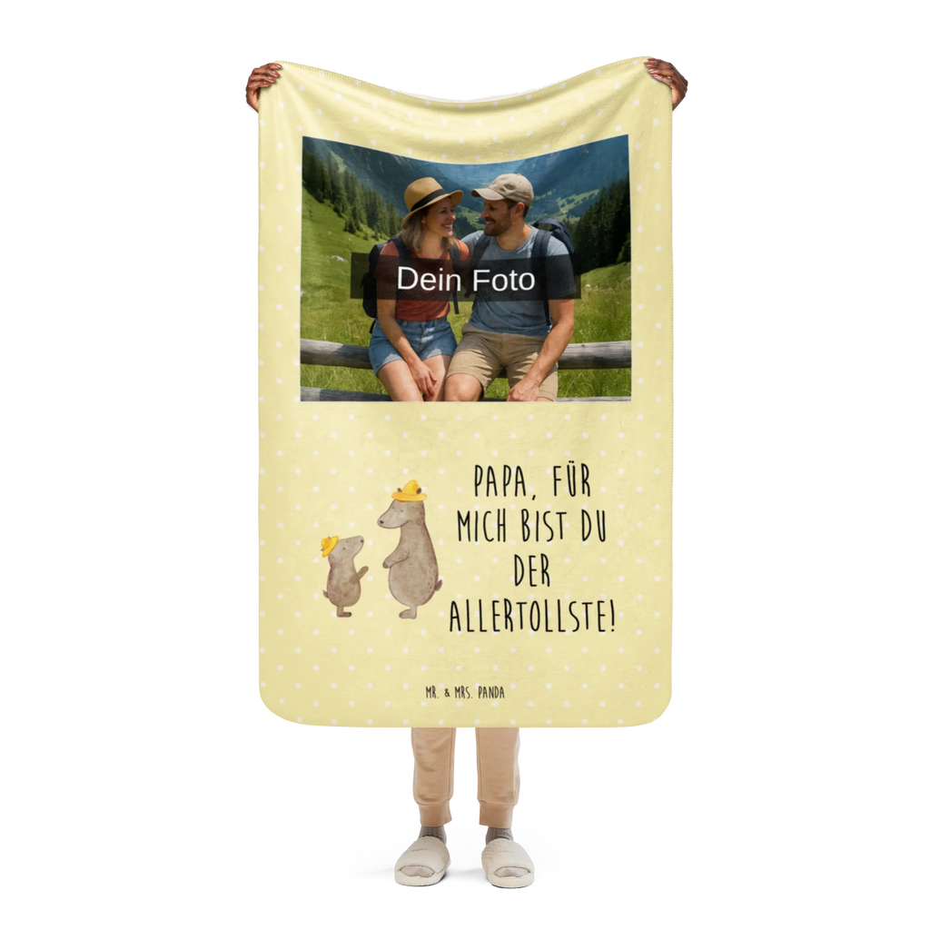 Sherpa Photo Cuddle Blanket Bears with hats Foto Kuscheldecke, Familie, Vatertag, Muttertag, Bruder, Schwester, Mama, Papa, Oma, Opa, Kinder, Sohn, Bär, Papi, Paps, Vater, Vater-Sohn, Söhne, Bären, Lieblingsmensch, Dad, Kind, Daddy, Family, Vorbild