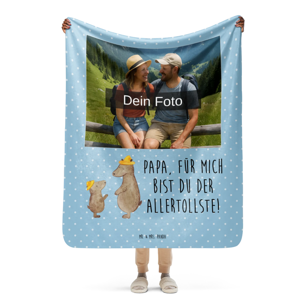 Sherpa Photo Cuddle Blanket Bears with hats Foto Kuscheldecke, Familie, Vatertag, Muttertag, Bruder, Schwester, Mama, Papa, Oma, Opa, Kinder, Sohn, Bär, Papi, Paps, Vater, Vater-Sohn, Söhne, Bären, Lieblingsmensch, Dad, Kind, Daddy, Family, Vorbild