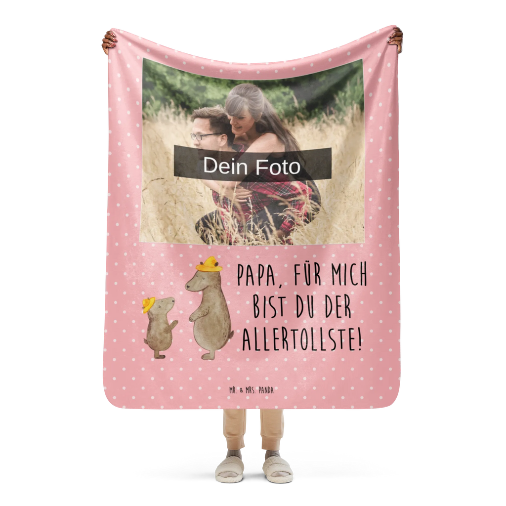 Sherpa Photo Cuddle Blanket Bears with hats Foto Kuscheldecke, Familie, Vatertag, Muttertag, Bruder, Schwester, Mama, Papa, Oma, Opa, Kinder, Sohn, Bär, Papi, Paps, Vater, Vater-Sohn, Söhne, Bären, Lieblingsmensch, Dad, Kind, Daddy, Family, Vorbild