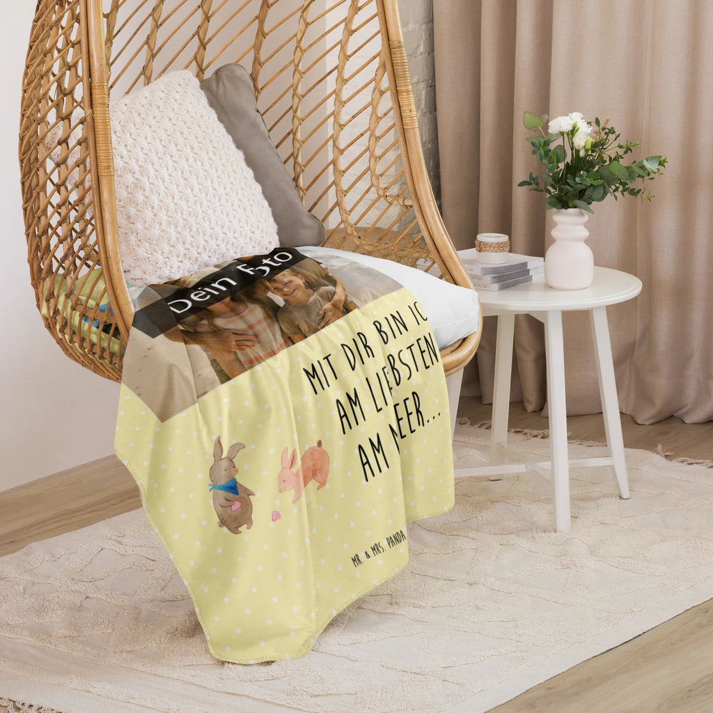 Sherpa Photo Cuddle Blanket Bunnies with seashell Family, Father's Day, Mother's Day, brother, sister, Mom, Dad, collecting shells, girlfriends, girlfriend, shells, best friend, sea, best friends, BFF, rabbits