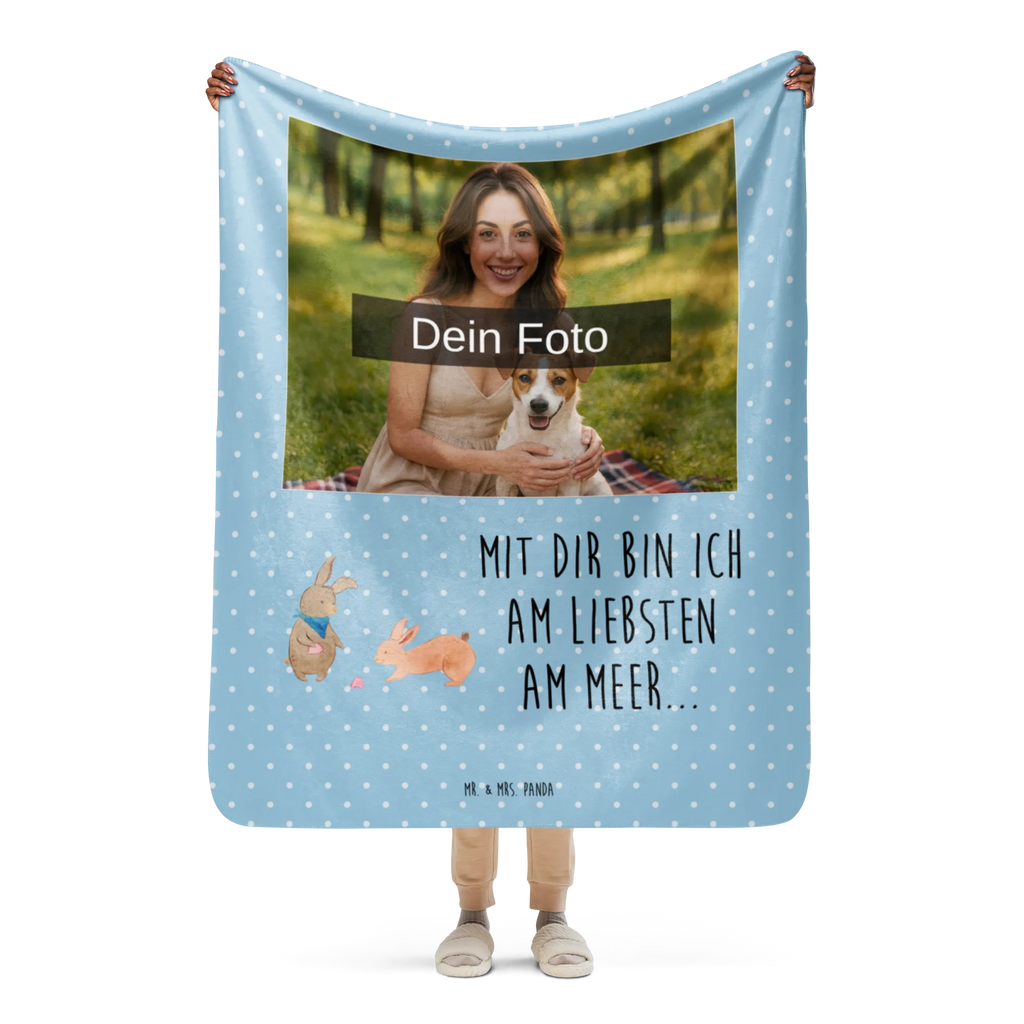 Sherpa Photo Cuddle Blanket Bunnies with seashell Family, Father's Day, Mother's Day, brother, sister, Mom, Dad, collecting shells, girlfriends, girlfriend, shells, best friend, sea, best friends, BFF, rabbits