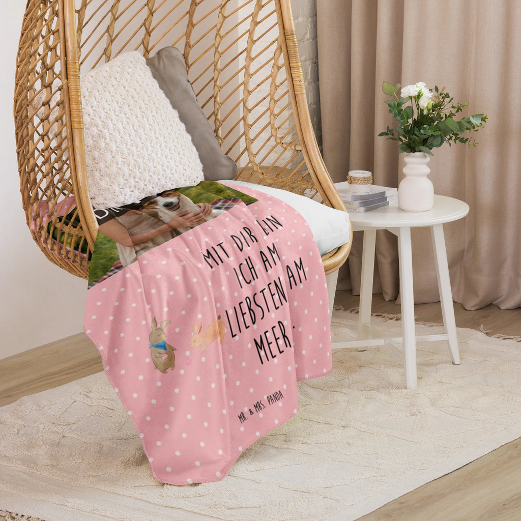 Sherpa Photo Cuddle Blanket Bunnies with seashell Family, Father's Day, Mother's Day, brother, sister, Mom, Dad, collecting shells, girlfriends, girlfriend, shells, best friend, sea, best friends, BFF, rabbits