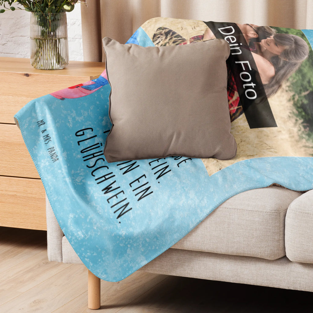 Sherpa Photo Cuddle Blanket Pig Mulled wine Foto Kuscheldecke, Winter, Weihnachten, Weihnachtsdeko, Nikolaus, Advent, Heiligabend, Wintermotiv, Weihnachtsmarkt, Glühwein, Punsch, Glühschwein