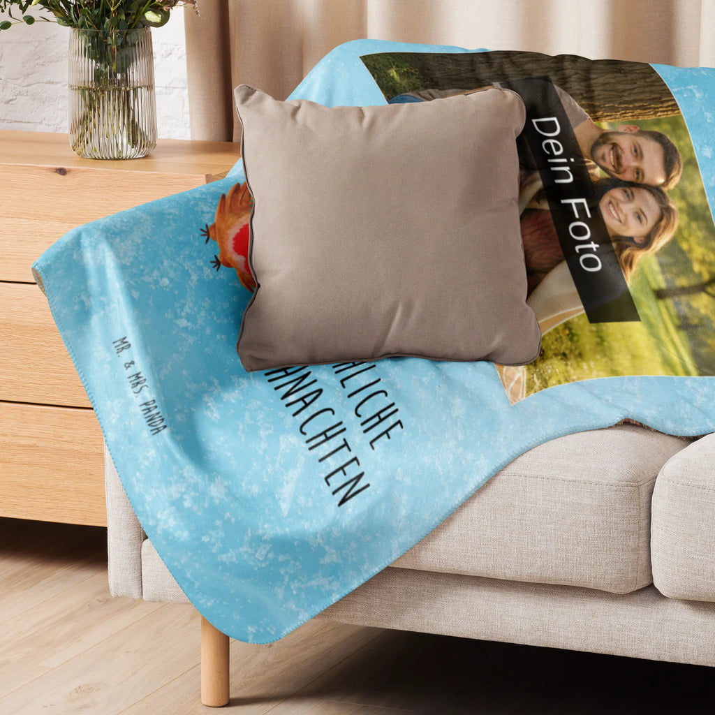 Sherpa Photo Cuddle Blanket robin Christmas Foto Kuscheldecke, Winter, Weihnachten, Weihnachtsdeko, Nikolaus, Advent, Heiligabend, Wintermotiv, xmas, Frohe Weihnachten, Weihnachtsgruß, Weihnachtsmotiv, Vogel