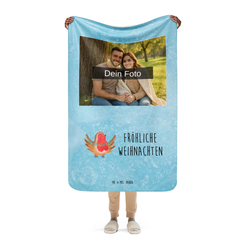 Sherpa Photo Cuddle Blanket robin Christmas Foto Kuscheldecke, Winter, Weihnachten, Weihnachtsdeko, Nikolaus, Advent, Heiligabend, Wintermotiv, xmas, Frohe Weihnachten, Weihnachtsgruß, Weihnachtsmotiv, Vogel