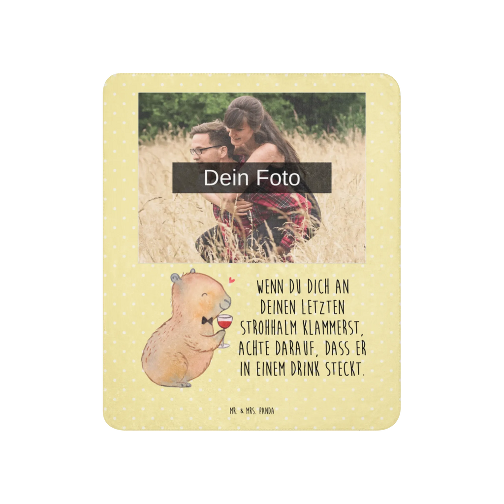 Sherpa Photo Cuddle Blanket Capybara wine small animals, cute, funny, cute animal motives, hand drawn, small world, funny sayings, good mood, happy, gifts, gift ideas, special gifts, animal lover, card