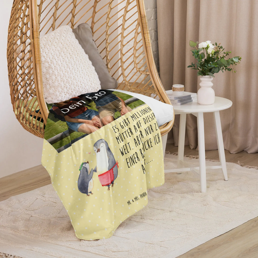 Sherpa Photo Cuddle Blanket Penguin with child Family, Father's Day, Mother's Day, brother, sister, Mom, Dad, Birthday, Mummy, Mommy, Mother, Gift