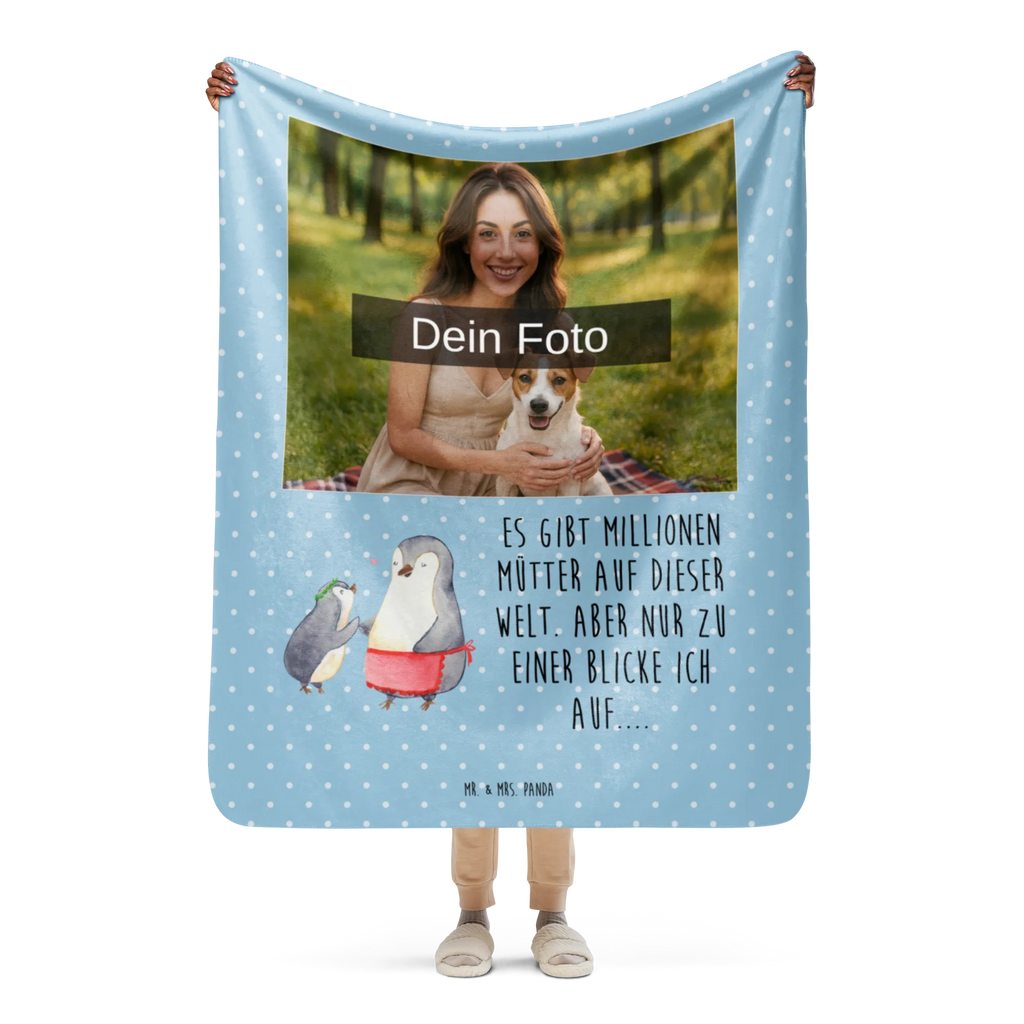Sherpa Photo Cuddle Blanket Penguin with child Family, Father's Day, Mother's Day, brother, sister, Mom, Dad, Birthday, Mummy, Mommy, Mother, Gift