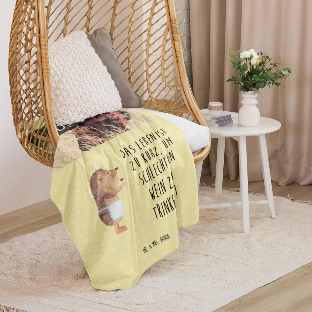 Sherpa Photo Cuddle Blanket Hedgehog wine small animals, cute, funny, cute animal motives, hand drawn, small world, funny sayings, good mood, happy, gifts, gift ideas, special gifts, animal lover, card, white wine, wine decoration, hedgehog, gift wine drinker, gift wine lover, drinking wine, wine saying, wine glass, red wine