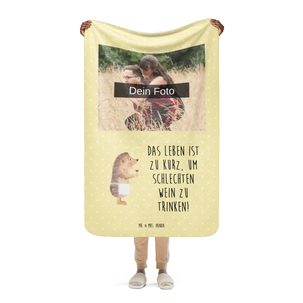 Sherpa Photo Cuddle Blanket Hedgehog wine small animals, cute, funny, cute animal motives, hand drawn, small world, funny sayings, good mood, happy, gifts, gift ideas, special gifts, animal lover, card, white wine, wine decoration, hedgehog, gift wine drinker, gift wine lover, drinking wine, wine saying, wine glass, red wine