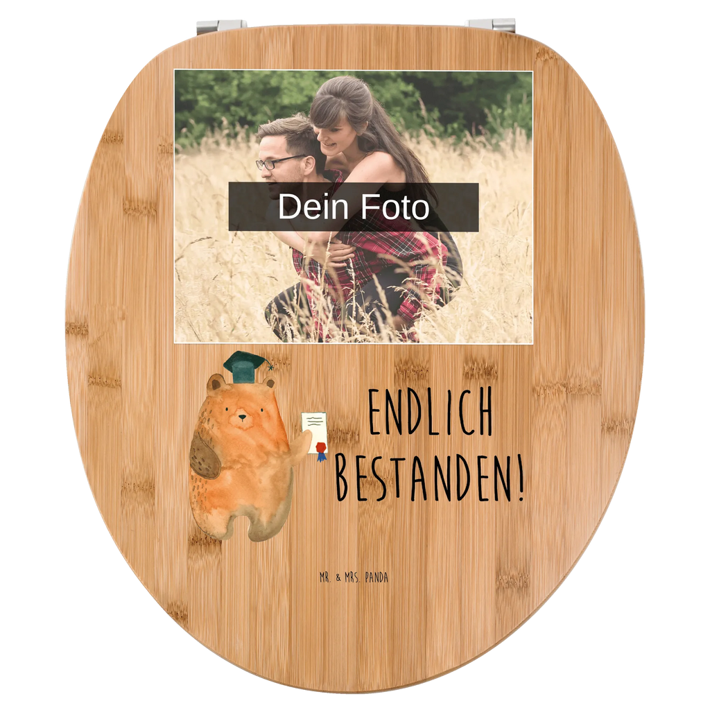 Personalisierter Foto WC Sitz Motiv Bär Prüfung Toilettendeckel mit Namen, Personalisierter Toilettendeckel mit Foto, WC Sitz mit Namen, Personalisierter Klodeckel, Personalisierte Klobrille, Personalisierter WC-Sitz, Bär, Teddy, Teddybär, Zeugnis, Abschlusszeugnis, Prüfung bestanden, Prüfungen, Abitur, Abschluss
