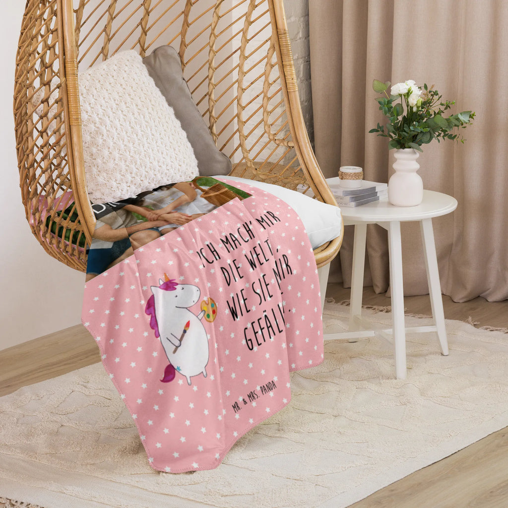 Sherpa Photo Cuddle Blanket unicorn Artist Foto Kuscheldecke, Einhorn, Einhörner, Einhorn Deko, Unicorn, Zeichnen, Malen, Pinsel, Stift, Artist, Künstler, Maler, Geschenk, Welt, Farbe, Englisch
