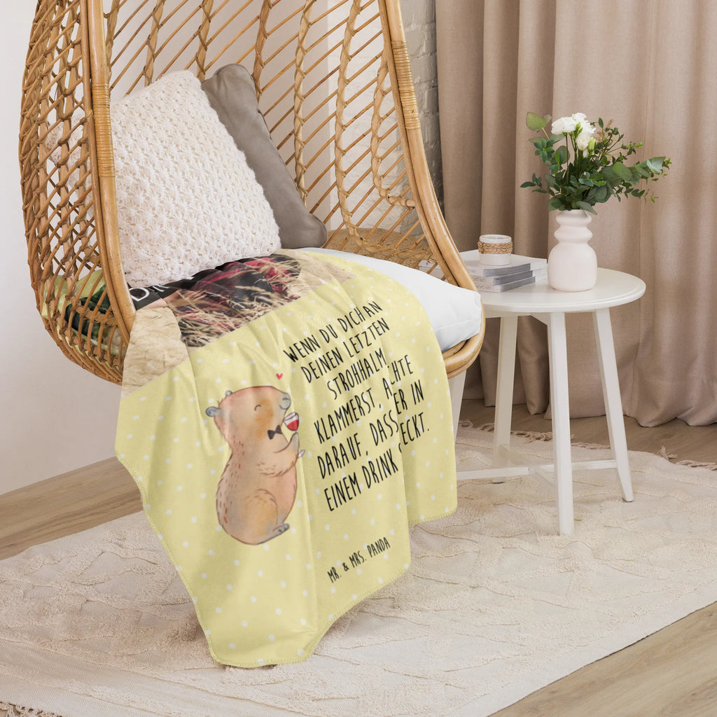 Sherpa Photo Cuddle Blanket Capybara wine small animals, cute, funny, cute animal motives, hand drawn, small world, funny sayings, good mood, happy, gifts, gift ideas, special gifts, animal lover, card