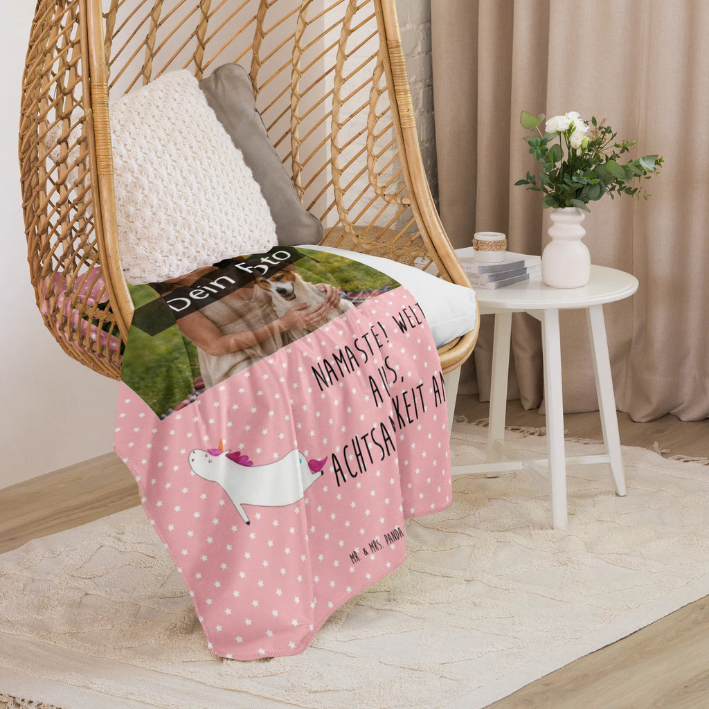 Sherpa Photo Cuddle Blanket unicorn yoga Foto Kuscheldecke, Einhorn, Einhörner, Einhorn Deko, Unicorn, süß, Sport, lustig, Achtsamkeit, Yogamatte, Joga, Yoga, Entspannung, Namaste, witzig
