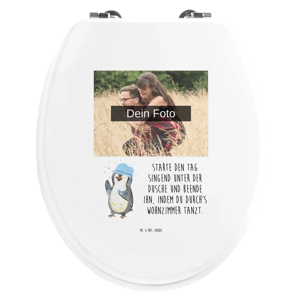 Personalisierter Foto WC Sitz Motiv Pinguin Duschen WC Sitz mit Namen, Personalisierte Klobrille, Personalisierter WC-Sitz, Personalisierter Klodeckel, Toilettendeckel mit Namen, Personalisierter Toilettendeckel mit Foto, Pinguin, Pinguine, Dusche, Lebensmotto, Motivation, Neuanfang, glücklich sein, Neustart, duschen