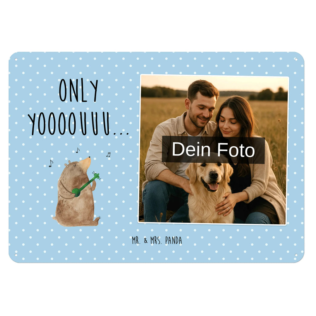 Spersonalizowany metalowy szyld ze zdjęciem niedźwiedź Gitara Niedźwiedź, Miś, Pluszowy miś