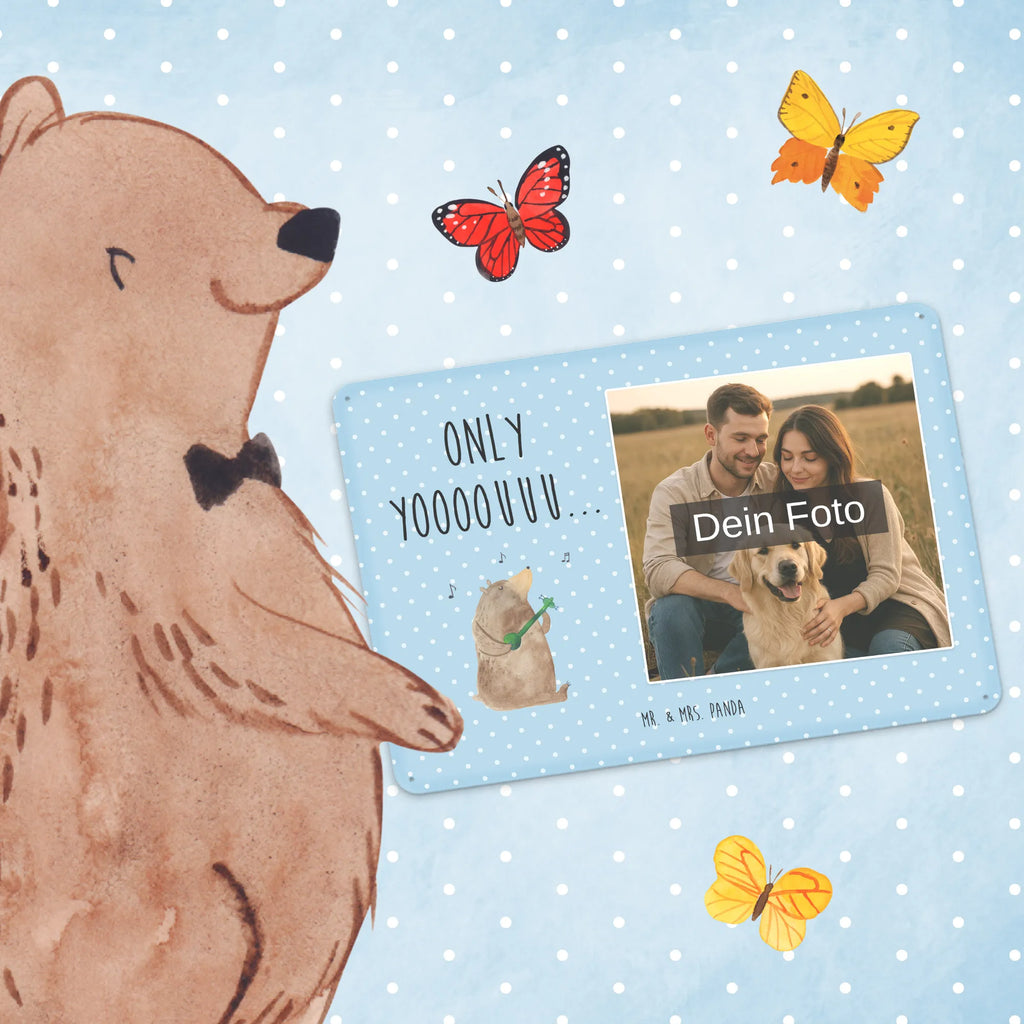 Spersonalizowany metalowy szyld ze zdjęciem niedźwiedź Gitara Niedźwiedź, Miś, Pluszowy miś