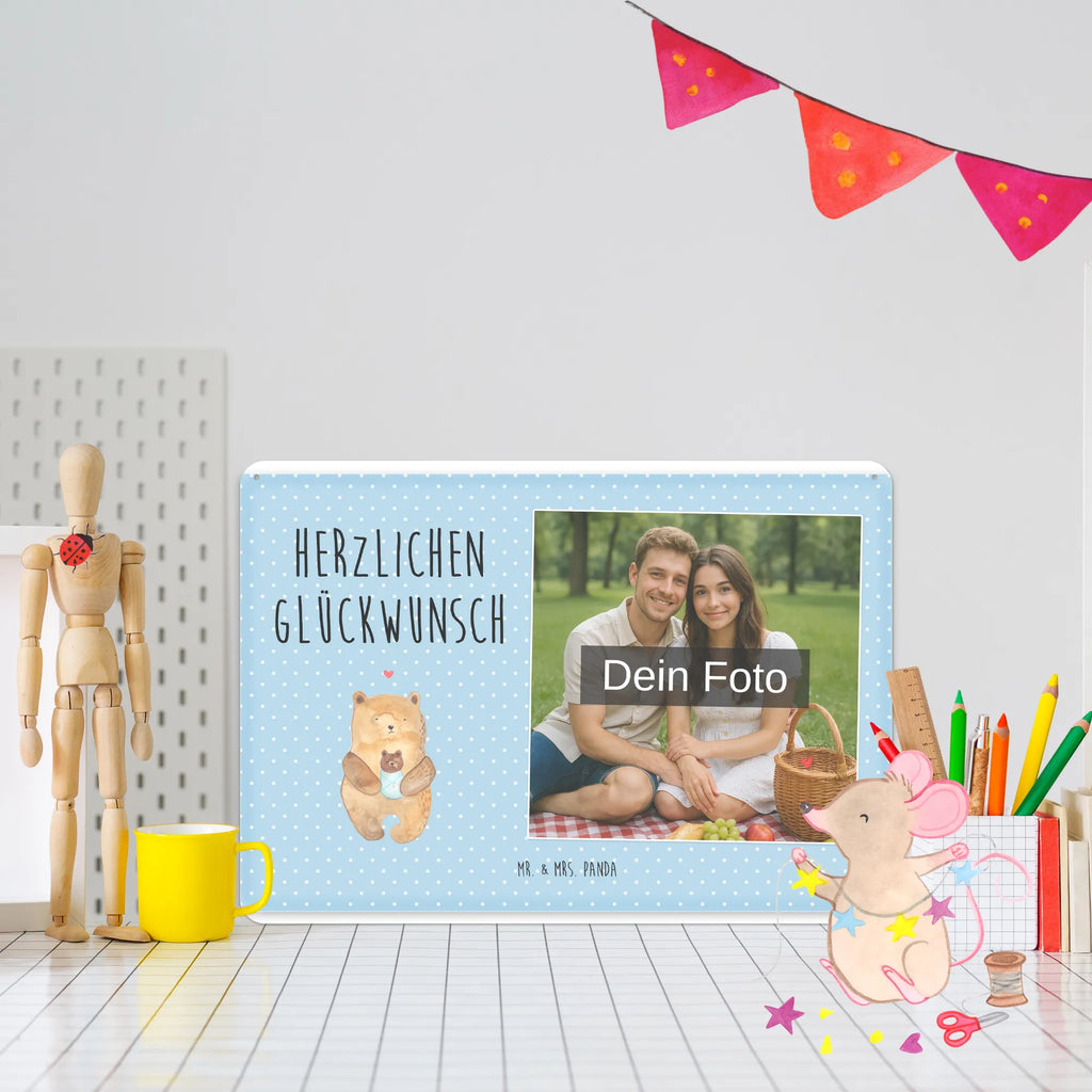 Personalized Photo Metal Sign bear infant bear, teddy, teddy bear, cuddly toy, grandchild, baby, congratulations, baptized child, mother, baptism, birth, birthday, parents, nephew, niece, grandson