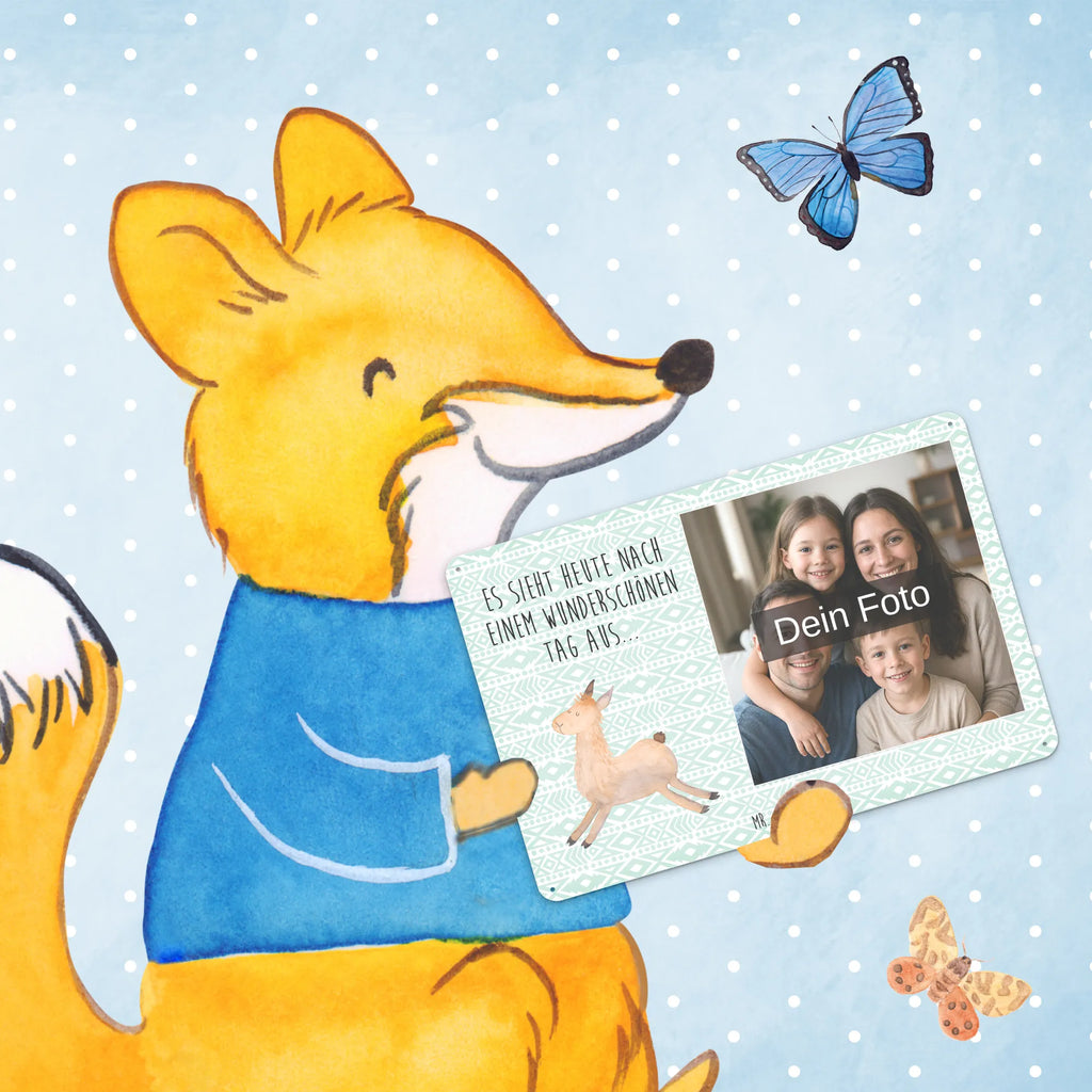 Spersonalizowany metalowy szyld ze zdjęciem lama Skakanie Lama, Alpaka