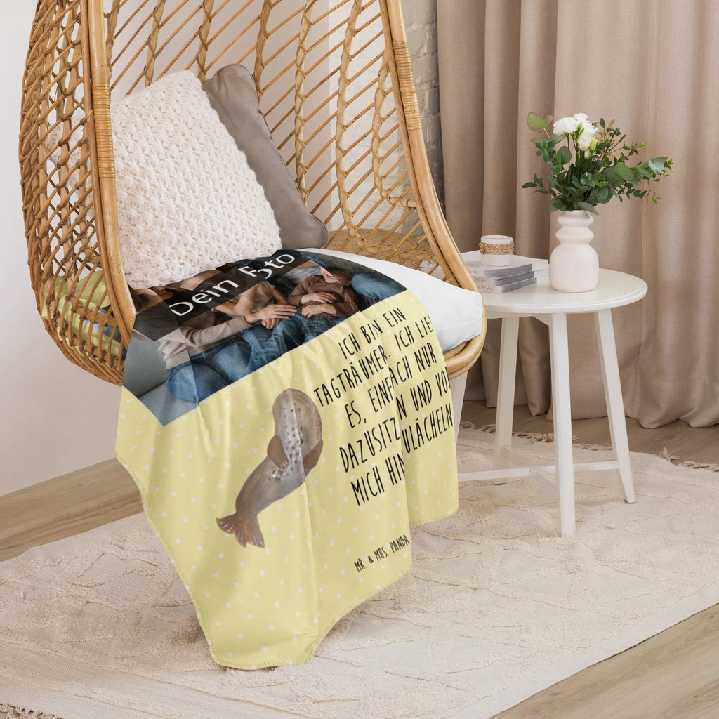 Sherpa Photo Cuddle Blanket seal Laugh Foto Kuscheldecke, Tiermotive, Gute Laune, lustige Sprüche, Tiere, Nordsee, Robbe, Meerestier, Seehund, Robben, Ostsee, Strand