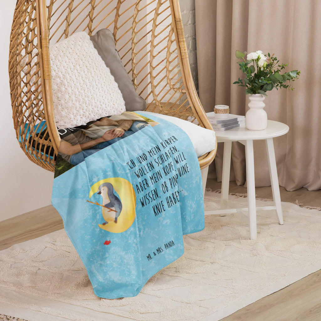 Sherpa Photo Cuddle Blanket Penguin moon Foto Kuscheldecke, Pinguin, Schlafstörungen, schlafen, Schlafzimmer, Einschlafen, Spruch, Gästezimmer, Nachtruhe, Pinguine