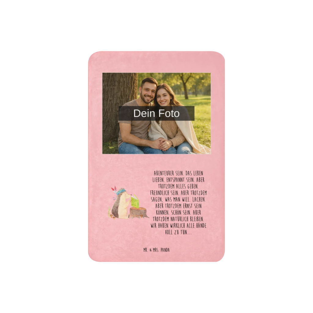 Sherpa Photo Cuddle Blanket Hedgehog feather headdress Foto Kuscheldecke, Waldtiere, Tiere, Igel, Indianer, Camping, Lagerfeuer, Abenteuer