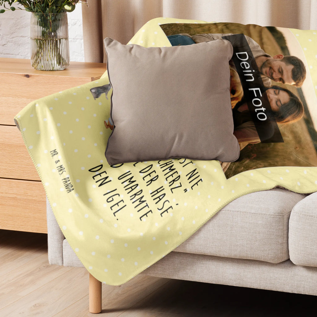 Sherpa Photo Cuddle Blanket Hare Hedgehog small animals, cute, funny, cute animal motives, hand drawn, small world, funny sayings, good mood, happy, gifts, gift ideas, special gifts, animal lover, card, lovesickness gift, Hedgehog, romantic saying, Hedgehog and hare, hare, consolation, pain of separation, love saying, heartache