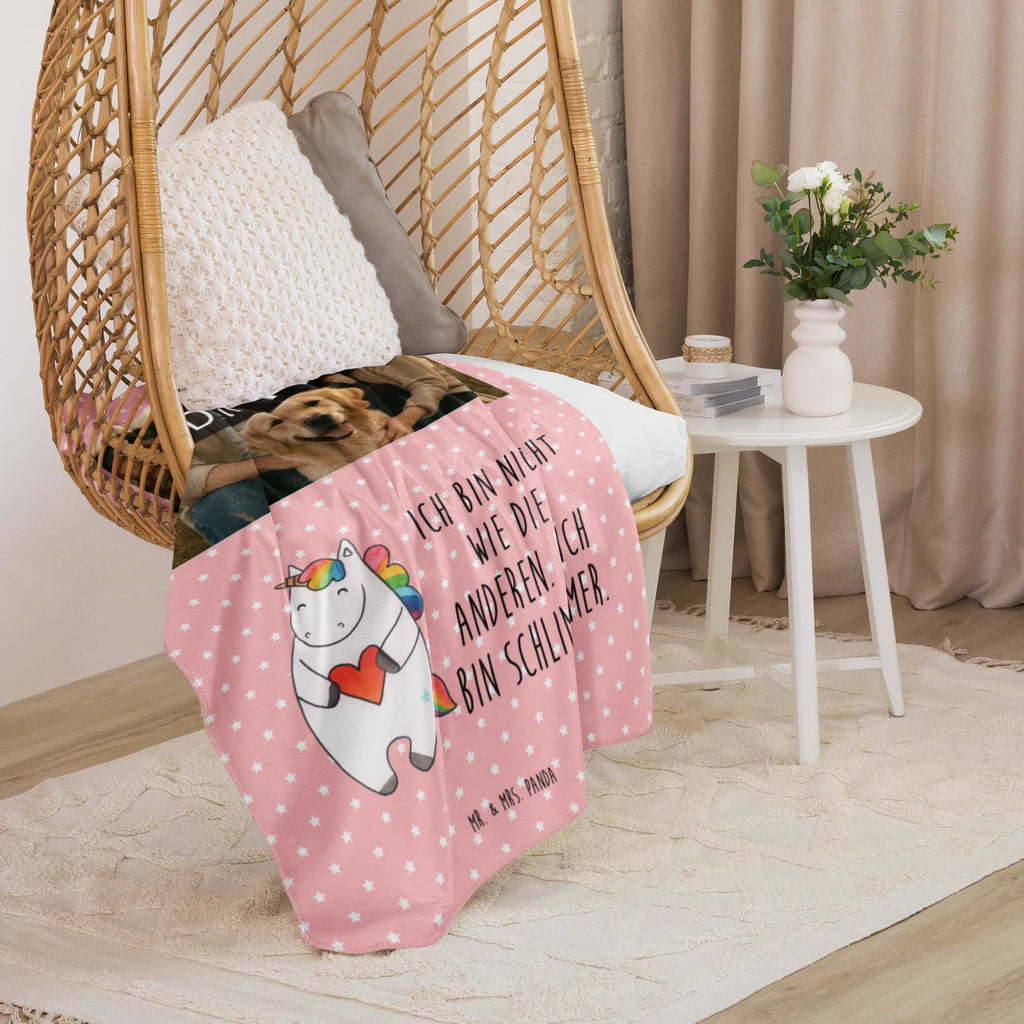 Sherpa Photo Cuddle Blanket unicorn Heart Foto Kuscheldecke, Einhorn, Einhörner, Einhorn Deko, Unicorn, böse, lustig, Herz, Freundin, anders, bunt, schlimm, witzig