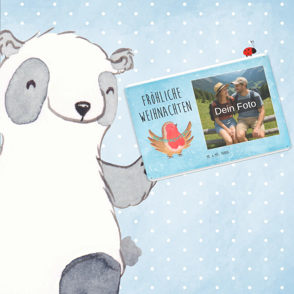 Personalized Photo Metal Sign robin Christmas Winter, Christmas, Christmas time, snow, Christmas Eve, Christmas motif, Merry Christmas, winter, bird, xmas, Christmas greeting