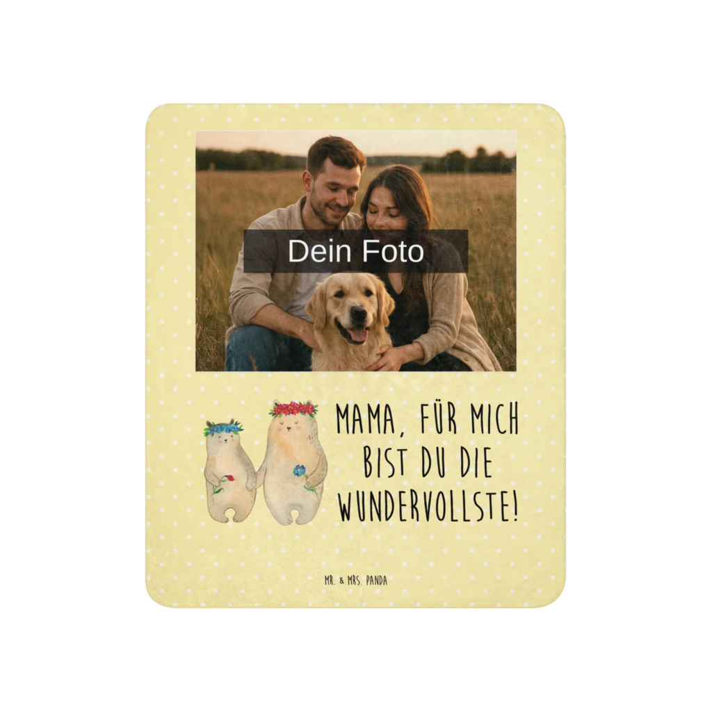 Sherpa Photo Cuddle Blanket Bears with flower crown Foto Kuscheldecke, Familie, Vatertag, Muttertag, Bruder, Schwester, Mama, Papa, Oma, Opa, Bären, Tochter, Vorbild, Kind, Kinder, weltbeste Mama, Mami, Bär, Geschenk Mama. Muttertag, Lieblingsmama, Mutter, Lieblingsmensch, Family, Mutti, beste Mutter, Töchter