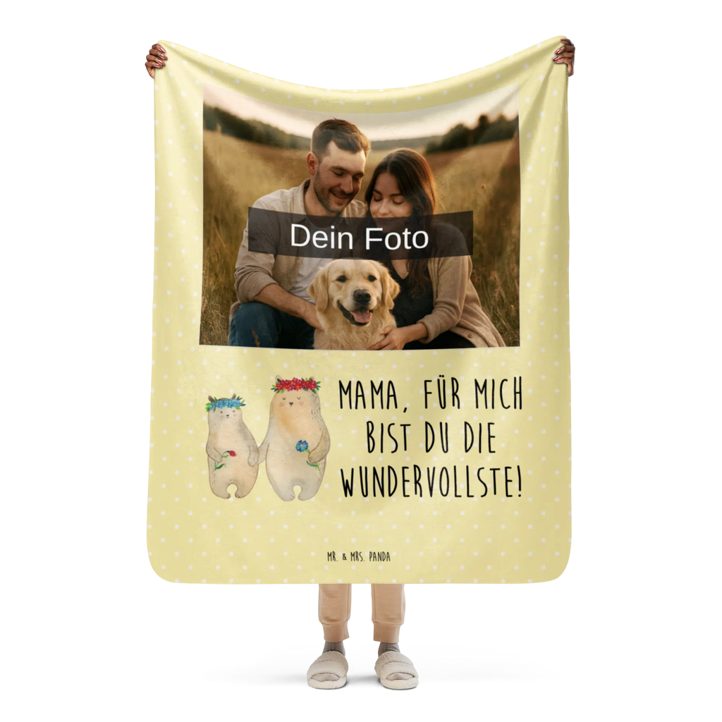 Sherpa Photo Cuddle Blanket Bears with flower crown Foto Kuscheldecke, Familie, Vatertag, Muttertag, Bruder, Schwester, Mama, Papa, Oma, Opa, Bären, Tochter, Vorbild, Kind, Kinder, weltbeste Mama, Mami, Bär, Geschenk Mama. Muttertag, Lieblingsmama, Mutter, Lieblingsmensch, Family, Mutti, beste Mutter, Töchter