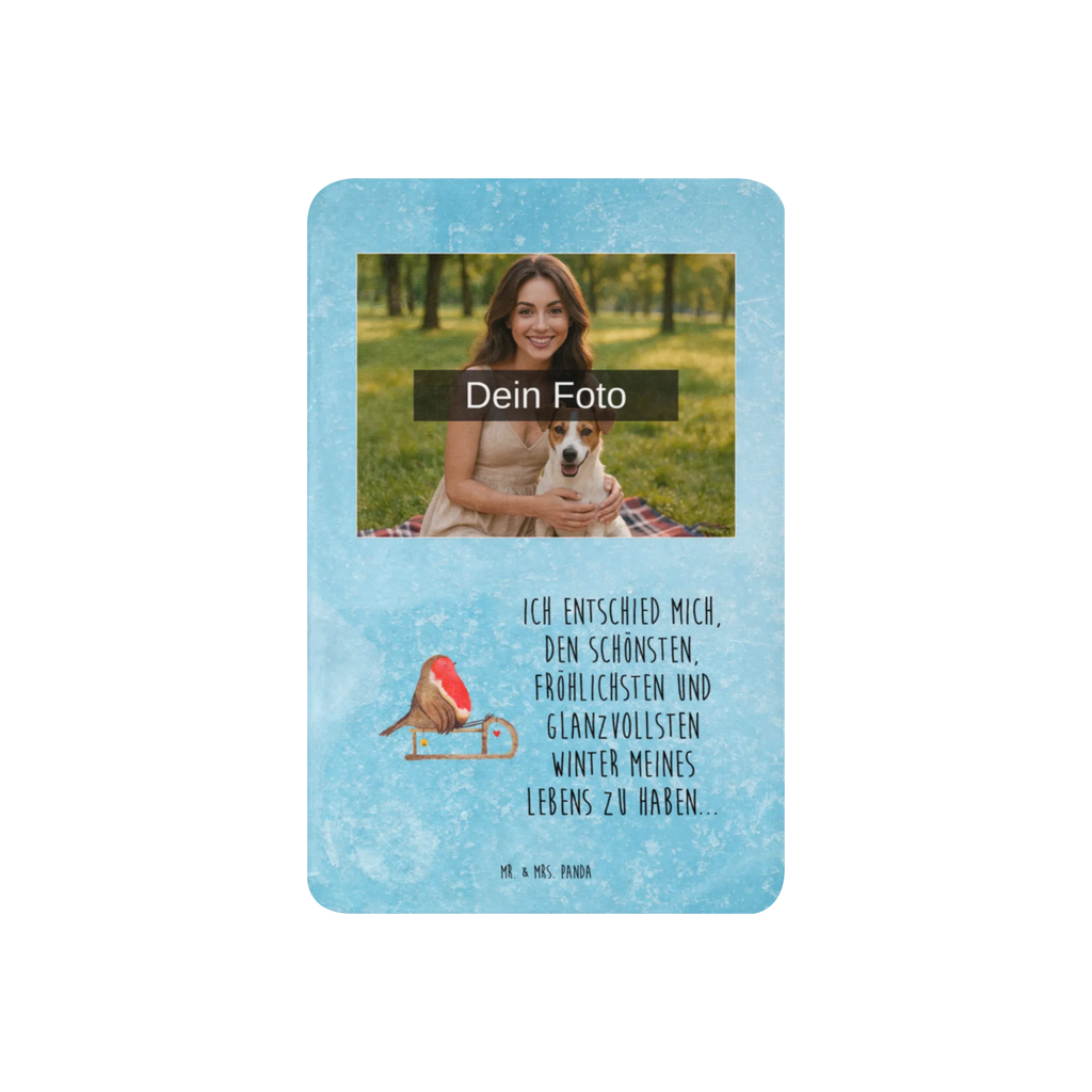 Sherpa Photo Cuddle Blanket robin Sleds Foto Kuscheldecke, Winter, Weihnachten, Weihnachtsdeko, Nikolaus, Advent, Heiligabend, Wintermotiv, Schlitten, Vogel