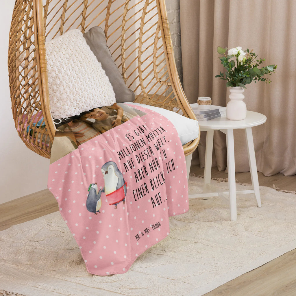 Sherpa Photo Cuddle Blanket Penguin with child Family, Father's Day, Mother's Day, brother, sister, Mom, Dad, Birthday, Mummy, Mommy, Mother, Gift