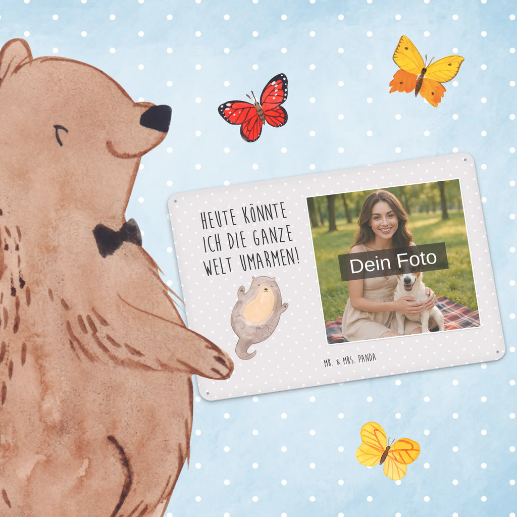 Personalized Photo Metal Sign otter Embrace otter, marten, sea otter, European otter, water mammal, aquatic animal, baby otter, predator, water, otter gifts, animal lover, gift ideas for animal lovers, animal, mammal, water animal, gifts for people in love, Otter Sea Otter Lake Otter