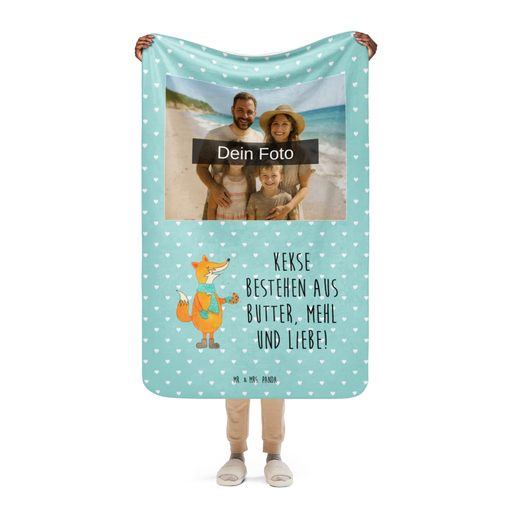 Sherpa Photo Cuddle Blanket Fox biscuit fox, foxes, forest wildlife, clever as a fox, animal lover, winter, cookies, kitchen decoration, love, christmas time, christmas present, baking saying